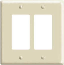 2-Gang Midway Size Decora Wallplate, Thermoset, Ivory