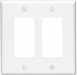2-Gang Midway Size Decora/GFCI Wallplate, Thermoset Plastic, White