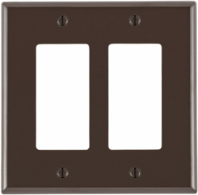 2-Gang Midway Size Decora Wallplate, Thermoset Plastic, Brown