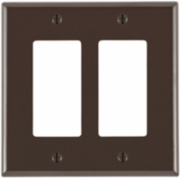 2-Gang Midway Size Decora Wallplate, Thermoset Plastic, Brown