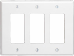 3-Gang Midway Size Decora Wallplate, Thermoset Plastic, White