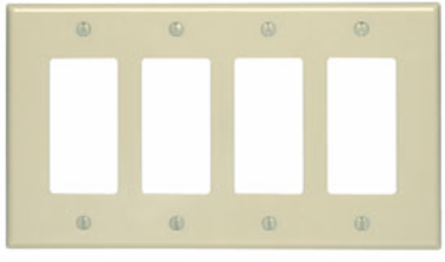 4-Gang Midway Decora Wallplate, Thermoset Plastic, Ivory