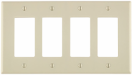 4-Gang Decora/GFCI Wallplate, Midway Size, Thermoset Plastic, Light Almond
