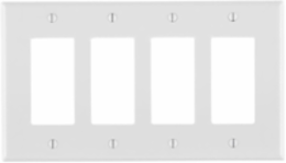 4-Gang Decora Wallplate, Midway Size, Thermoset, White, RoHS Compliant