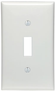 1-Gang Toggle Switch Wallplate, Standard Size, Nylon, White, UL/CSA Certified