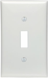 1-Gang Toggle Switch Wallplate, Standard Size, Nylon, White, UL/CSA Certified