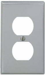 1-Gang Duplex Outlet Wallplate, Standard Size, Nylon, Gray, UL/CSA Certified