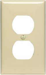 1-Gang Duplex Outlet Wallplate, Standard Size, Nylon, Light Almond