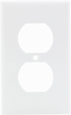 1-Gang Duplex Outlet Wallplate, Standard Size, Nylon, White, RoHS Compliant