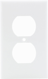 1-Gang Duplex Outlet Wallplate, Standard Size, Nylon, White, RoHS Compliant