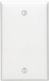 1-Gang Blank Wallplate, Standard Size, Nylon, White, Box Mount, UL/CSA