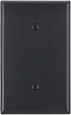 1-Gang Blank Wallplate, Standard Size, Nylon, Strap Mount, Black