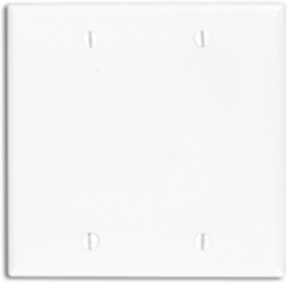 2-Gang Standard Size Blank Wallplate, Thermoplastic Nylon, White