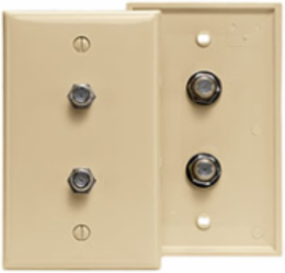Standard Video Wall Jack with 2 F-Type Connectors, Ivory, DC-3.0GHz