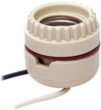 Medium Base Keyless Lampholder, 660W, Unglazed Porcelain, Ring Type, Single Circuit