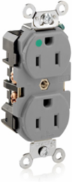 15 Amp Extra Heavy-Duty Hospital Grade Duplex Receptacle, Self-Grounding, NEMA 5-15R, 125 VAC