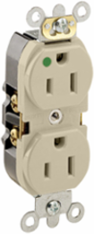 15 Amp Duplex Hospital Grade Outlet, Illuminated, Ivory, NEMA 5-15R