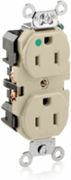 15 Amp Duplex Receptacle, Hospital Grade, 125 Volt, Self-Grounding, Ivory