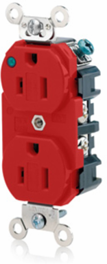 15 Amp Hospital Grade Duplex Receptacle, Power Indication, Self-Grounding, 125 Volt