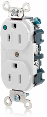 15 Amp Duplex Receptacle, Hospital Grade, Power Indication, Self-Grounding