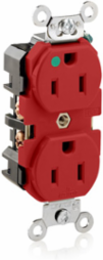 15 Amp Hospital Grade Duplex Receptacle Outlet, Self-Grounding, 125 Volt, Red