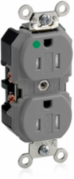 15 Amp Duplex Receptacle, Hospital Grade, Tamper-Resistant, Self-Grounding, Gray