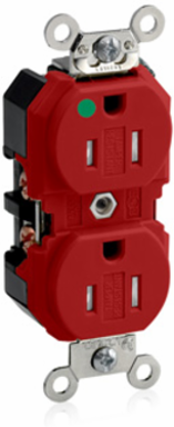 15 Amp Hospital Grade Duplex Receptacle, Tamper-Resistant, Nylon, Red