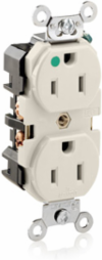 15 Amp Heavy-Duty Hospital Grade Duplex Receptacle Outlet, Self-Grounding, Light Almond