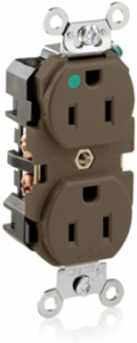 Extra Heavy-Duty Hospital Grade 15 Amp Duplex Receptacle, NEMA 5-15R, 125 Volt, Brown