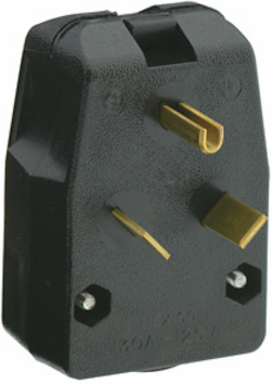 30 Amp NEMA TT-30P Dual Power Angle Plug, RoHS Compliant
