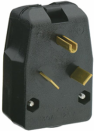 30 Amp NEMA TT-30P Dual Power Angle Plug, RoHS Compliant