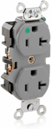 20 Amp Duplex Receptacle Outlet, Hospital Grade, Gray, Self-Grounding, Nylon Face, 125 Volt