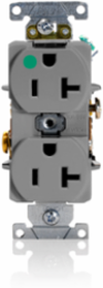 20 Amp Hospital Grade Duplex Receptacle Outlet, Self-Grounding, Gray