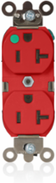 20 Amp Hospital Grade Illuminated Duplex Receptacle Outlet, NEMA 5-20R, Self-Grounding, Red