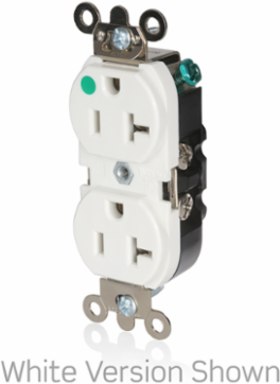 20 Amp Hospital Grade Duplex Receptacle, Illuminated, 125 Volt, NEMA 5-20R