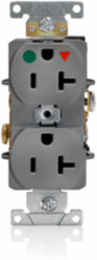 20 Amp Hospital Grade Isolated Ground Duplex Receptacle, NEMA 5-20R, Gray