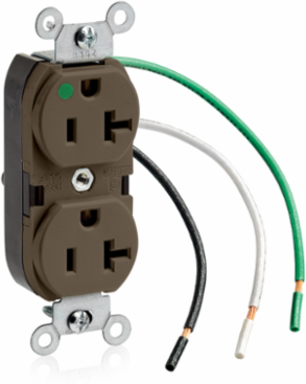 Heavy-Duty Hospital Grade Duplex Receptacle, 20 Amp, 125 Volt, NEMA 5-20R