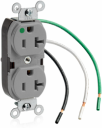 20 Amp Duplex Receptacle, Hospital Grade, 125 Volt, NEMA 5-20R, Self-Grounding