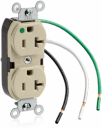 20 Amp Duplex Receptacle Hospital Grade, Self-Grounding, 125 Volt, NEMA 5-20R