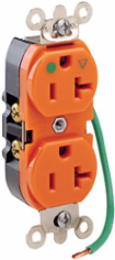 20 Amp Hospital Grade Isolated Ground Duplex Receptacle, Orange, NEMA 5-20R