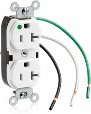 20 Amp Hospital Grade Duplex Receptacle Outlet, NEMA 5-20R, Self-Grounding