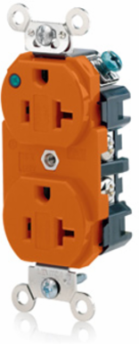 20 Amp Hospital Grade Duplex Receptacle with Power Indication, Self-Grounding, NEMA 5-20R