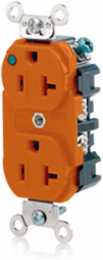 20 Amp Hospital Grade Duplex Receptacle with Power Indication, Self-Grounding, NEMA 5-20R