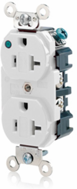 20 Amp Duplex Receptacle, Hospital Grade, Self-Grounding, NEMA 5-20R