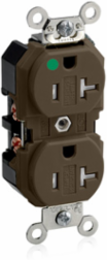 20 Amp Hospital Grade Duplex Receptacle, Tamper Resistant, Self-Grounding, Brown