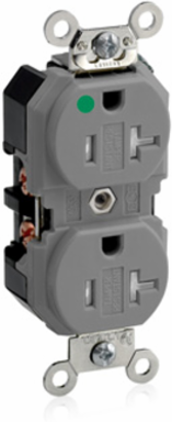 20 Amp Hospital Grade Duplex Receptacle, Tamper-Resistant, NEMA 5-20R, Self-Grounding