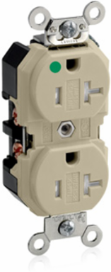 20 Amp Hospital Grade Duplex Receptacle, Tamper-Resistant, Self-Grounding, 125 Volt