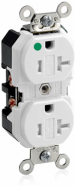 20 Amp Hospital Grade Duplex Receptacle, Tamper-Resistant, Nylon, NEMA 5-20R
