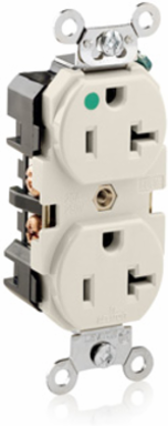 20 Amp Duplex Receptacle, Hospital Grade, Self-Grounding, Nylon Body, Light Almond