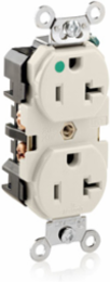 20 Amp Duplex Receptacle, Hospital Grade, Self-Grounding, Nylon Body, Light Almond